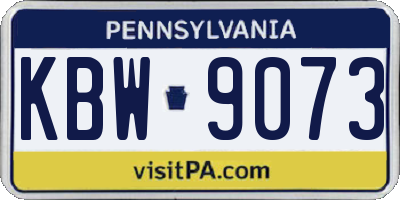 PA license plate KBW9073