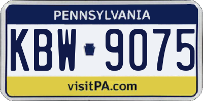 PA license plate KBW9075