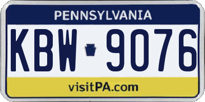 PA license plate KBW9076