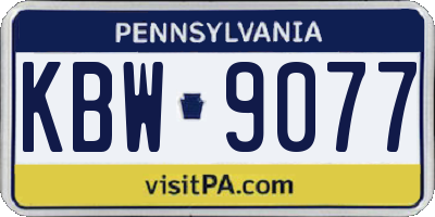 PA license plate KBW9077