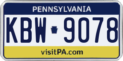 PA license plate KBW9078