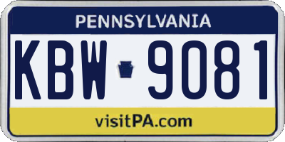 PA license plate KBW9081