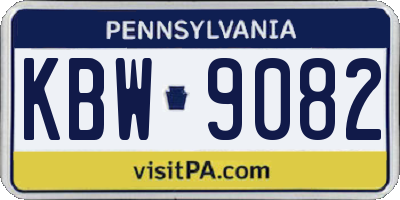 PA license plate KBW9082