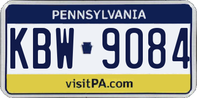 PA license plate KBW9084