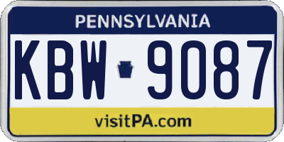 PA license plate KBW9087