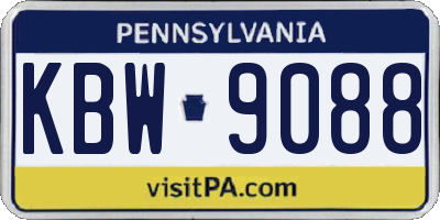 PA license plate KBW9088