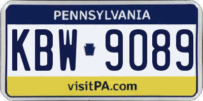 PA license plate KBW9089
