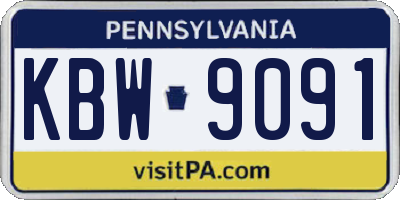 PA license plate KBW9091