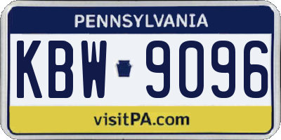 PA license plate KBW9096