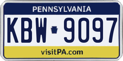 PA license plate KBW9097