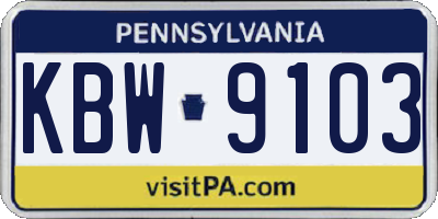 PA license plate KBW9103