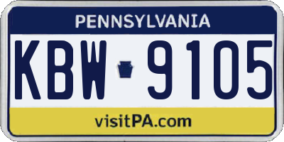 PA license plate KBW9105