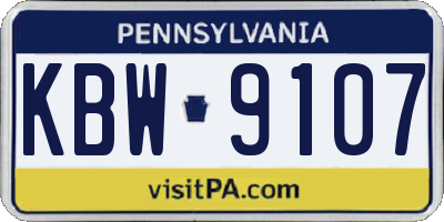 PA license plate KBW9107