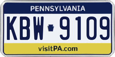 PA license plate KBW9109