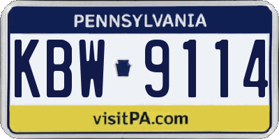 PA license plate KBW9114
