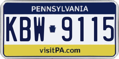 PA license plate KBW9115