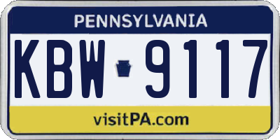 PA license plate KBW9117