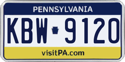PA license plate KBW9120