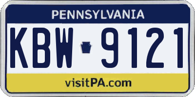 PA license plate KBW9121