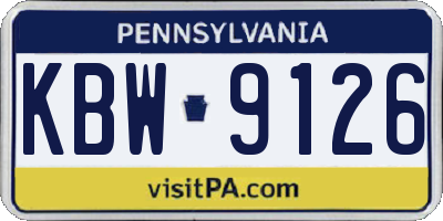 PA license plate KBW9126