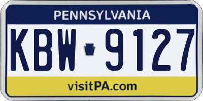 PA license plate KBW9127