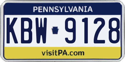 PA license plate KBW9128
