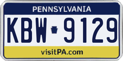 PA license plate KBW9129