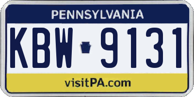 PA license plate KBW9131