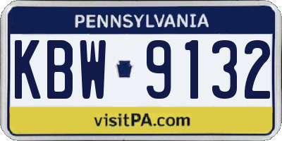 PA license plate KBW9132