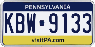 PA license plate KBW9133