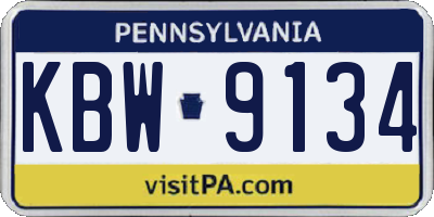 PA license plate KBW9134