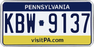 PA license plate KBW9137