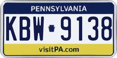 PA license plate KBW9138