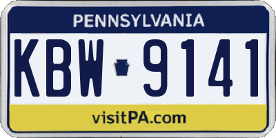 PA license plate KBW9141