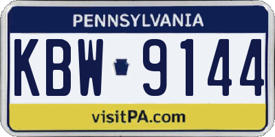 PA license plate KBW9144