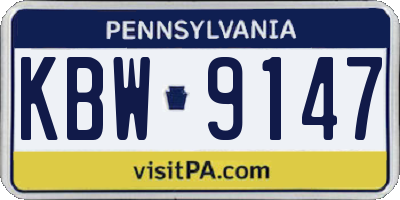 PA license plate KBW9147