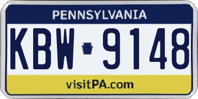 PA license plate KBW9148