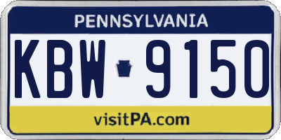 PA license plate KBW9150
