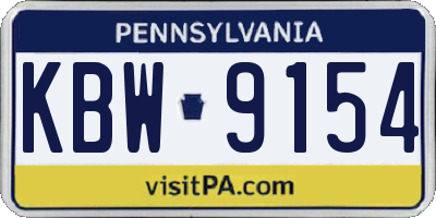 PA license plate KBW9154