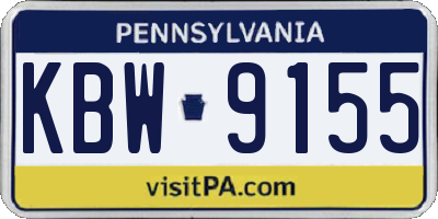 PA license plate KBW9155