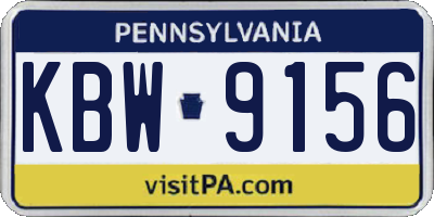 PA license plate KBW9156