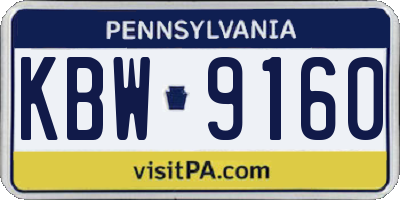 PA license plate KBW9160