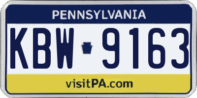 PA license plate KBW9163