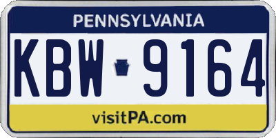 PA license plate KBW9164
