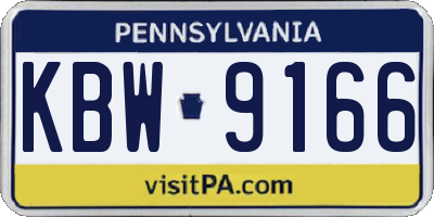 PA license plate KBW9166