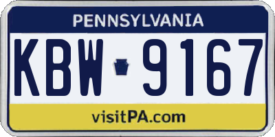 PA license plate KBW9167