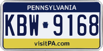 PA license plate KBW9168
