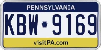 PA license plate KBW9169