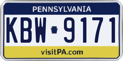 PA license plate KBW9171