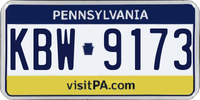 PA license plate KBW9173